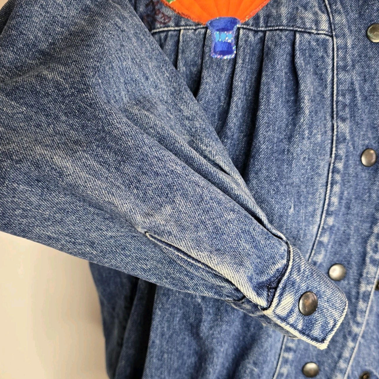 Bramble Lane Vintage Denim Jacket Sz Medium hot air Balloon applique puff paint