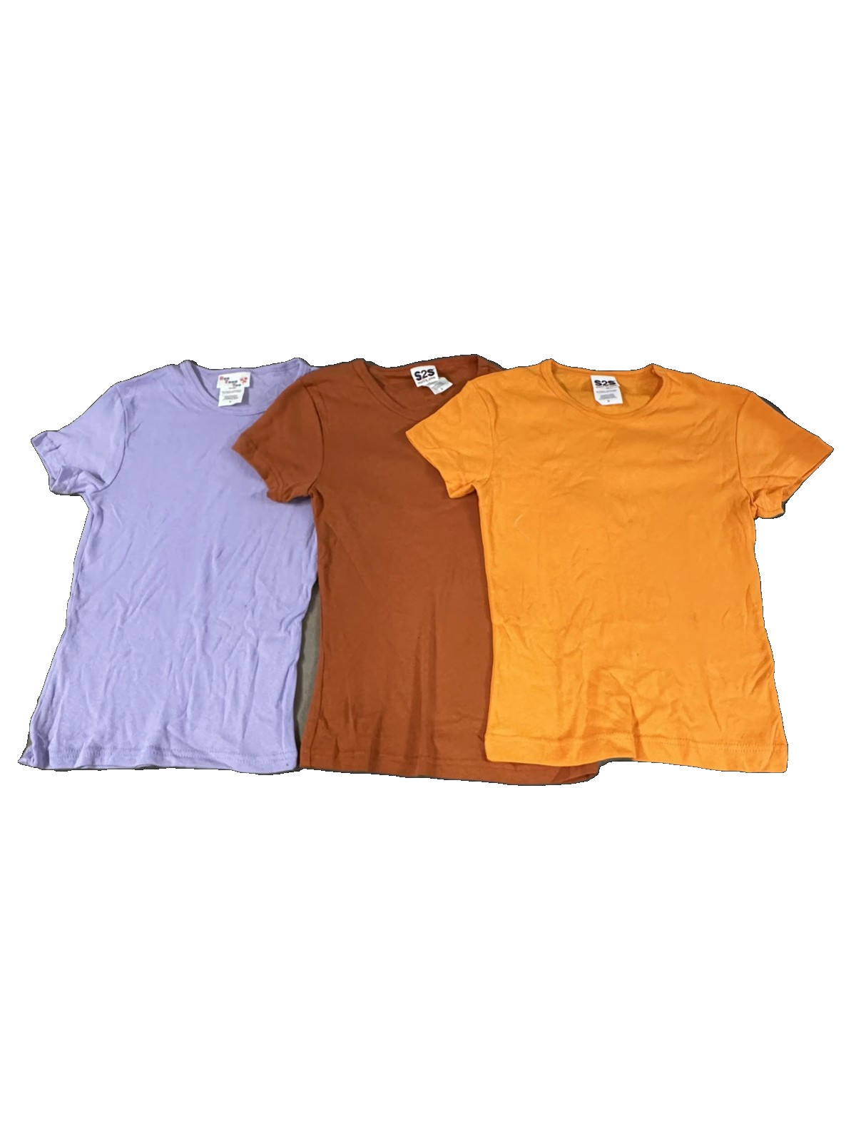 Vtg Lot of 3 Womens Babydoll T-Shirts Size S Blank Stretchy Tight 100% Cotton