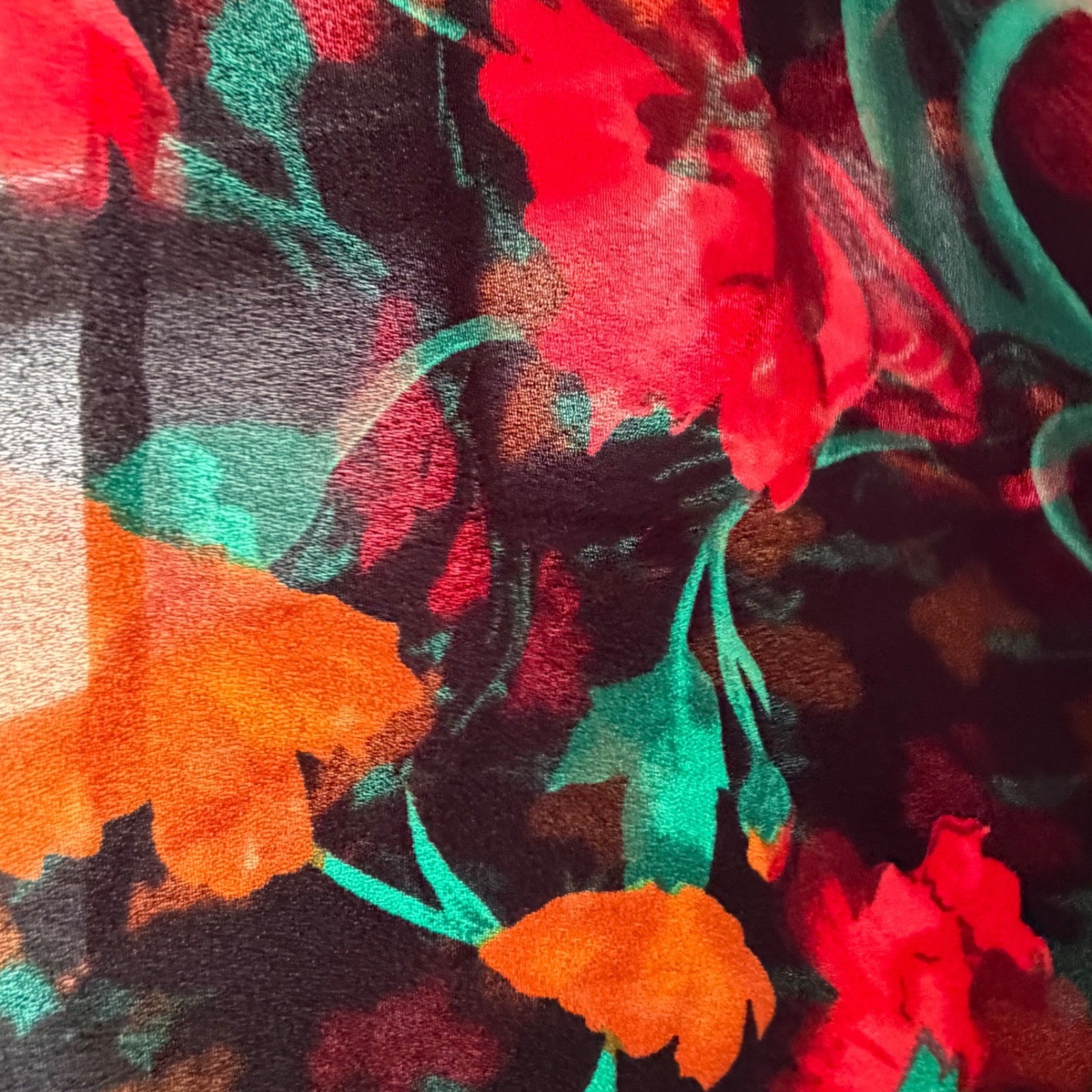Vintage Studio C Floral Button Front Midi Skirt Black Red Orange Grannycore 12W