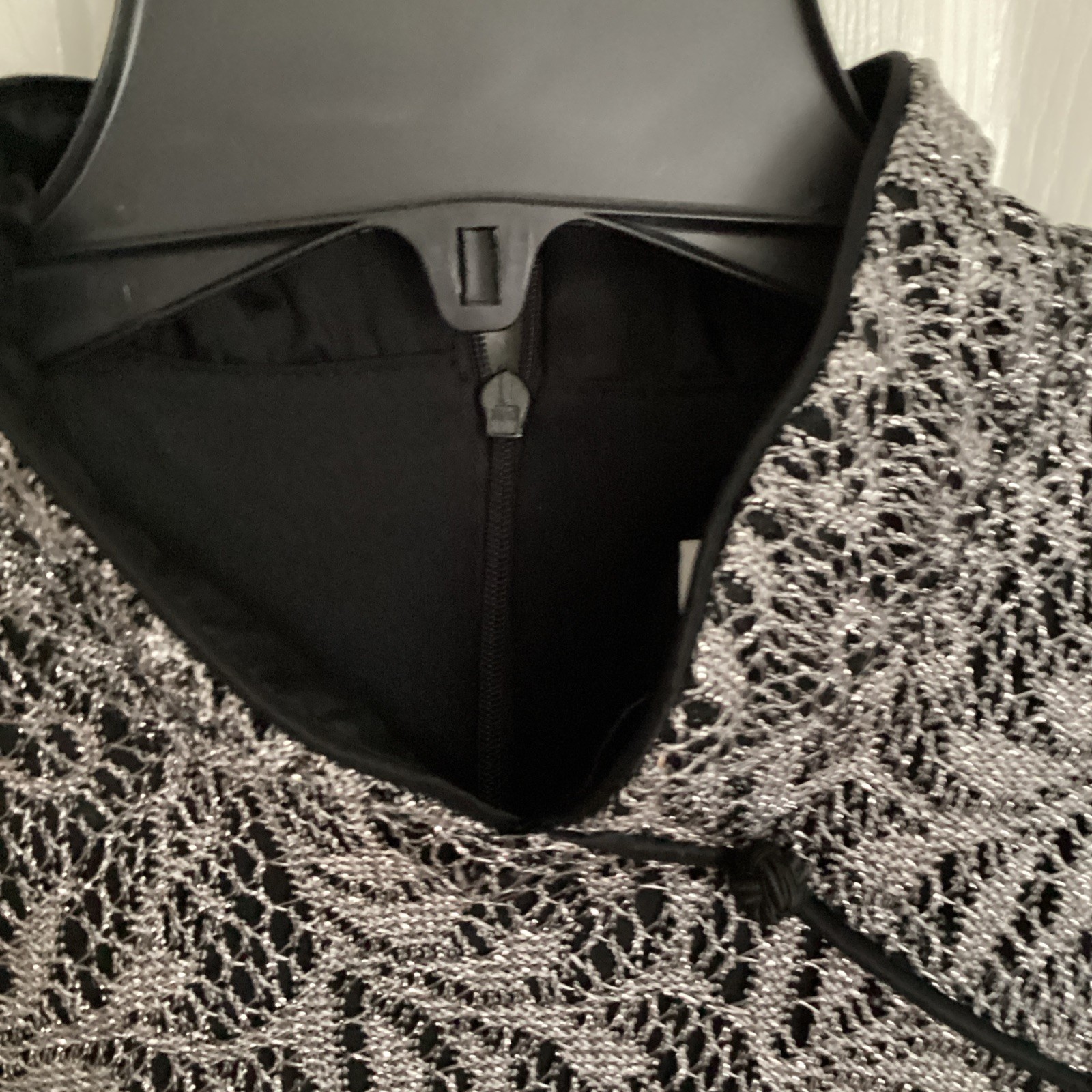 Vtg Jessica Howard Metallic Silver And Black Lace Maxi Dress Size 14 NWT