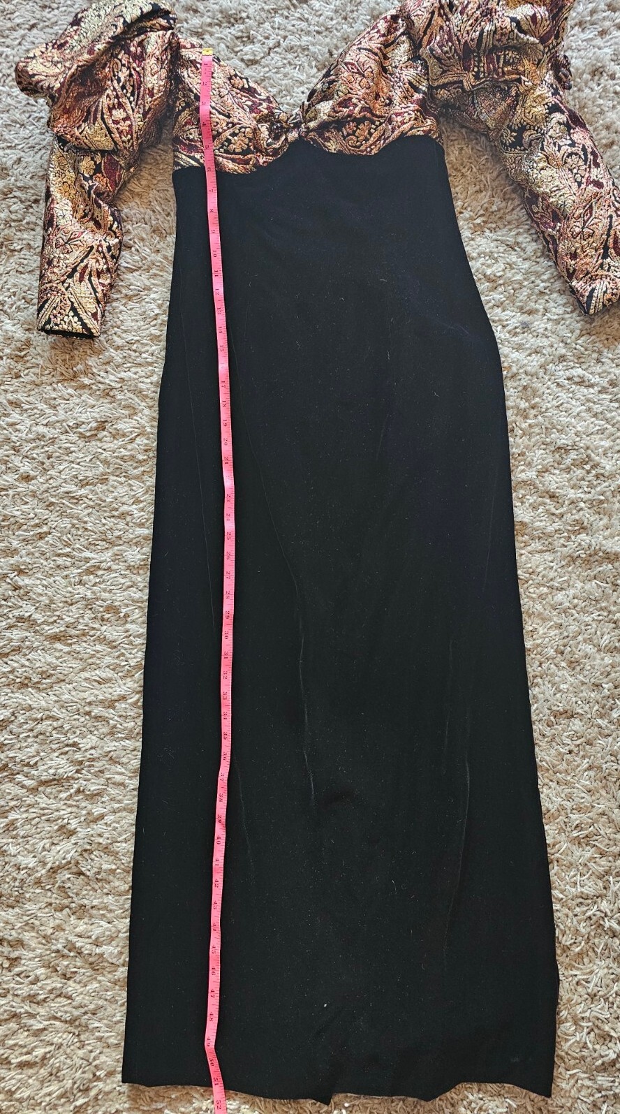 Vtg Eugene Alexander Black Velvet Floral Overlay Ball Prom Formal Dress Sm