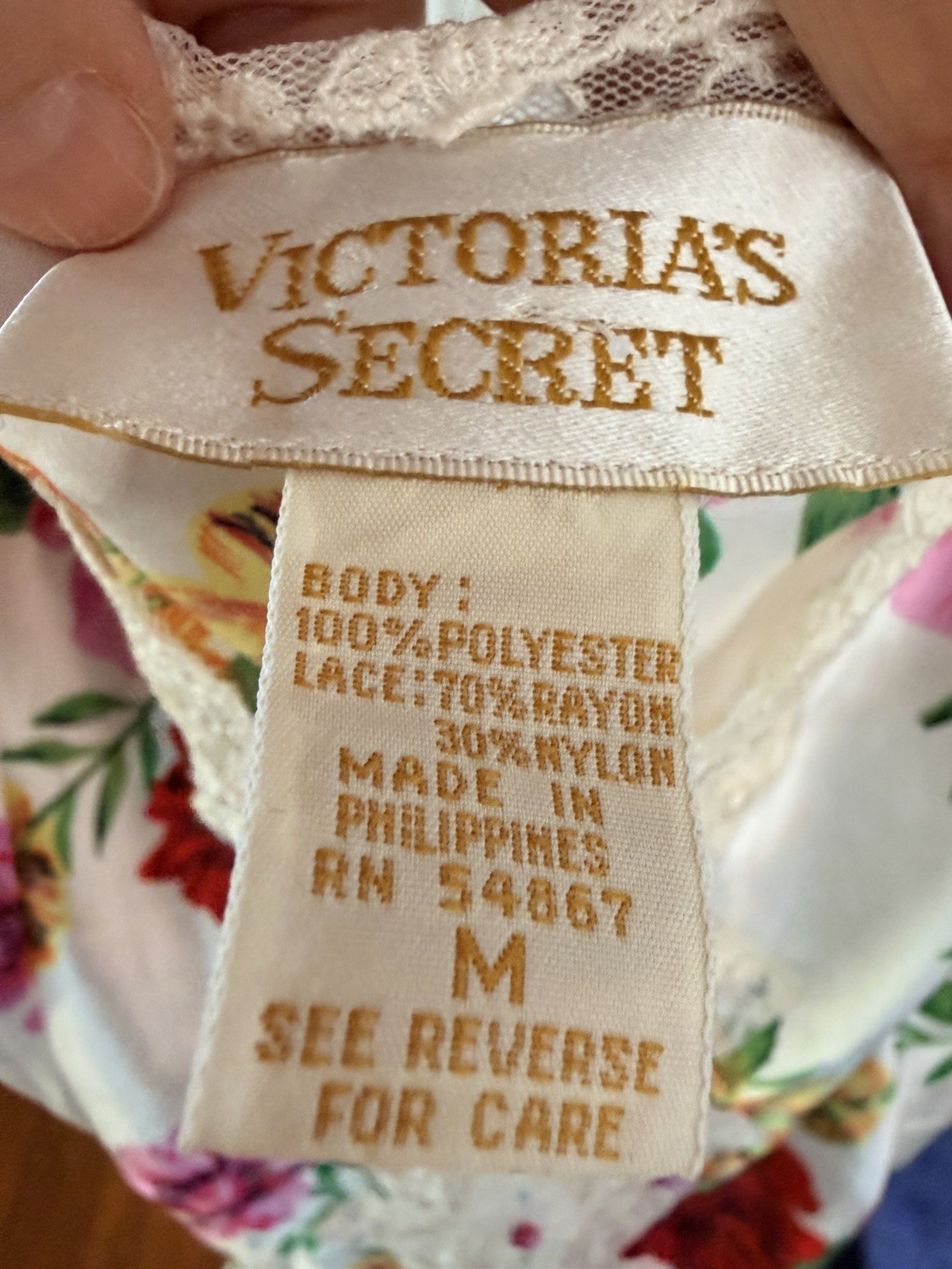 Vintage VICTORIA’S SECRET Second Skin satin floral teddy lace M Lingerie snap
