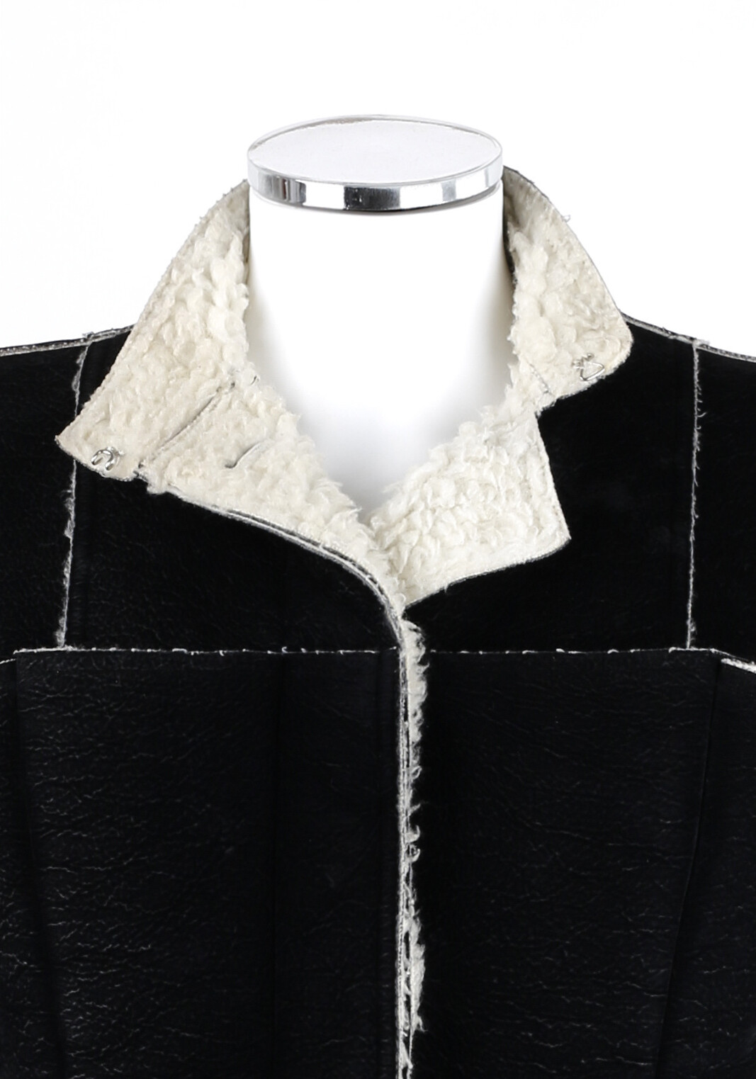 ALEXANDER McQUEEN A/W 1999 Black Cream Shearling Sherpa Panel Jacket Coat