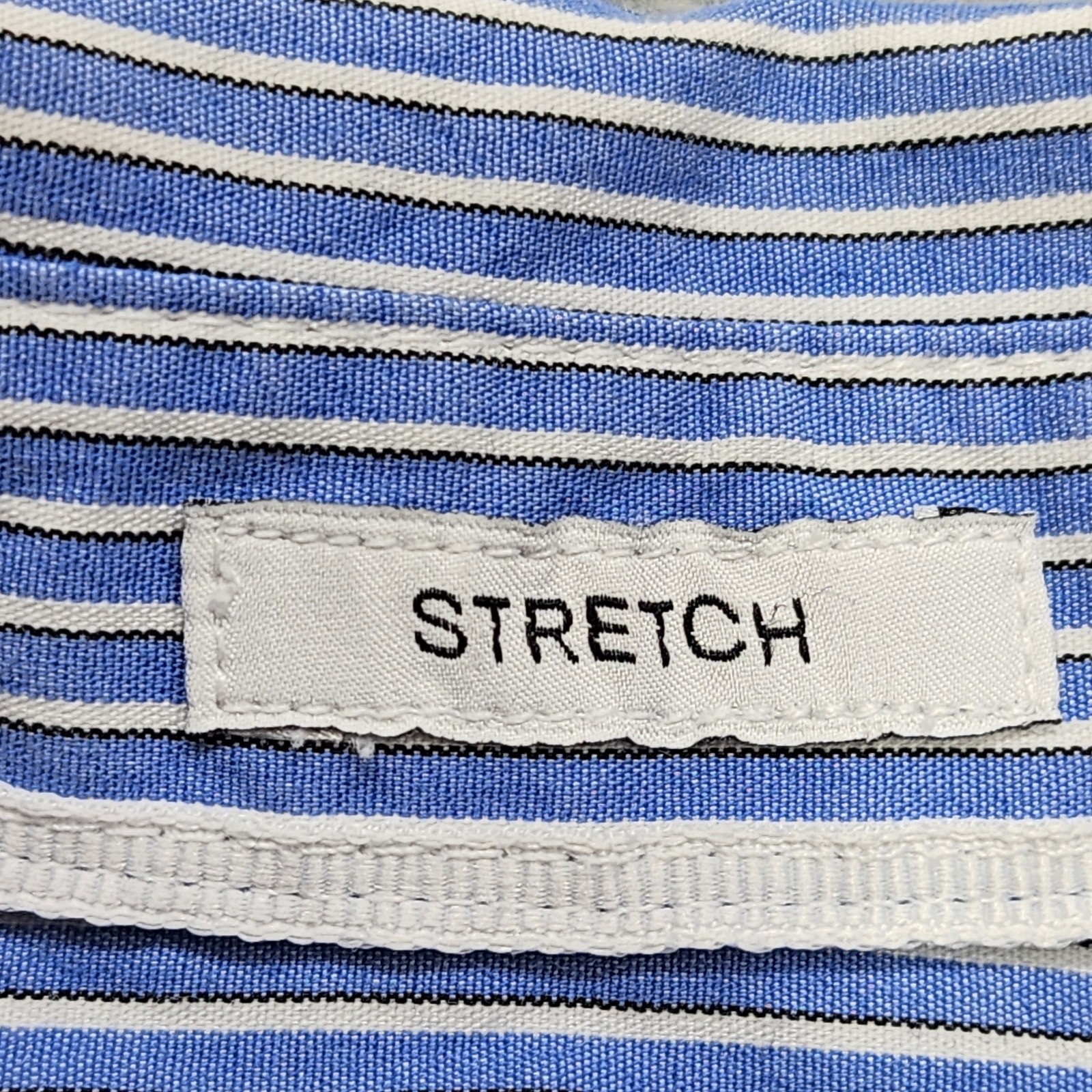 Vintage 90s Liz Claiborne Top Womens M Blue Striped Stretch Cotton Button Down