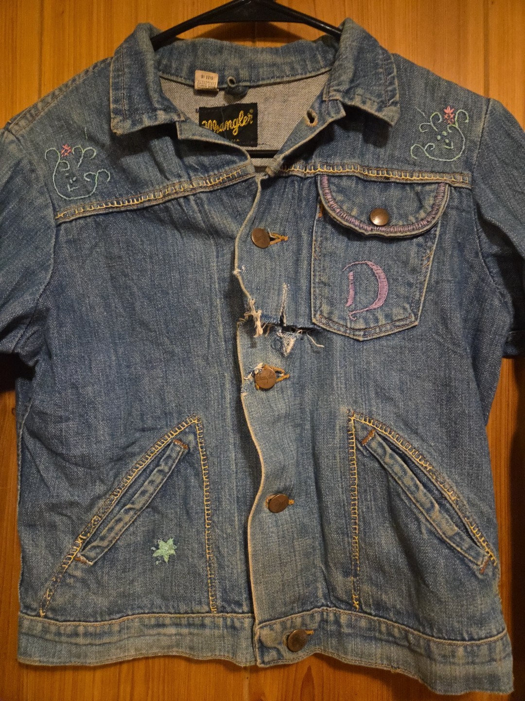 Vintage OOAK RARE 70s 80s Wrangler Sz 16 Denim Jacket Embroidered „dyker” 17×19