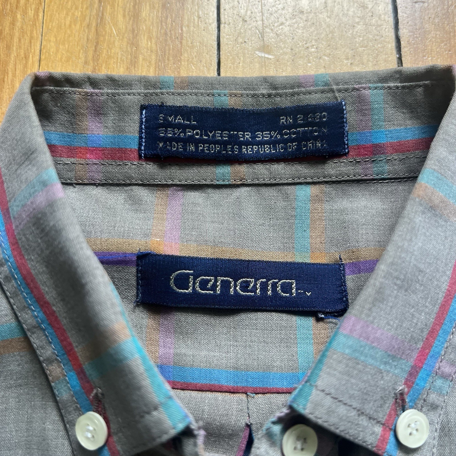 Vintage 70s Multicolor Plaid Brown Button up Shirt with Collar Women Sz – Small
