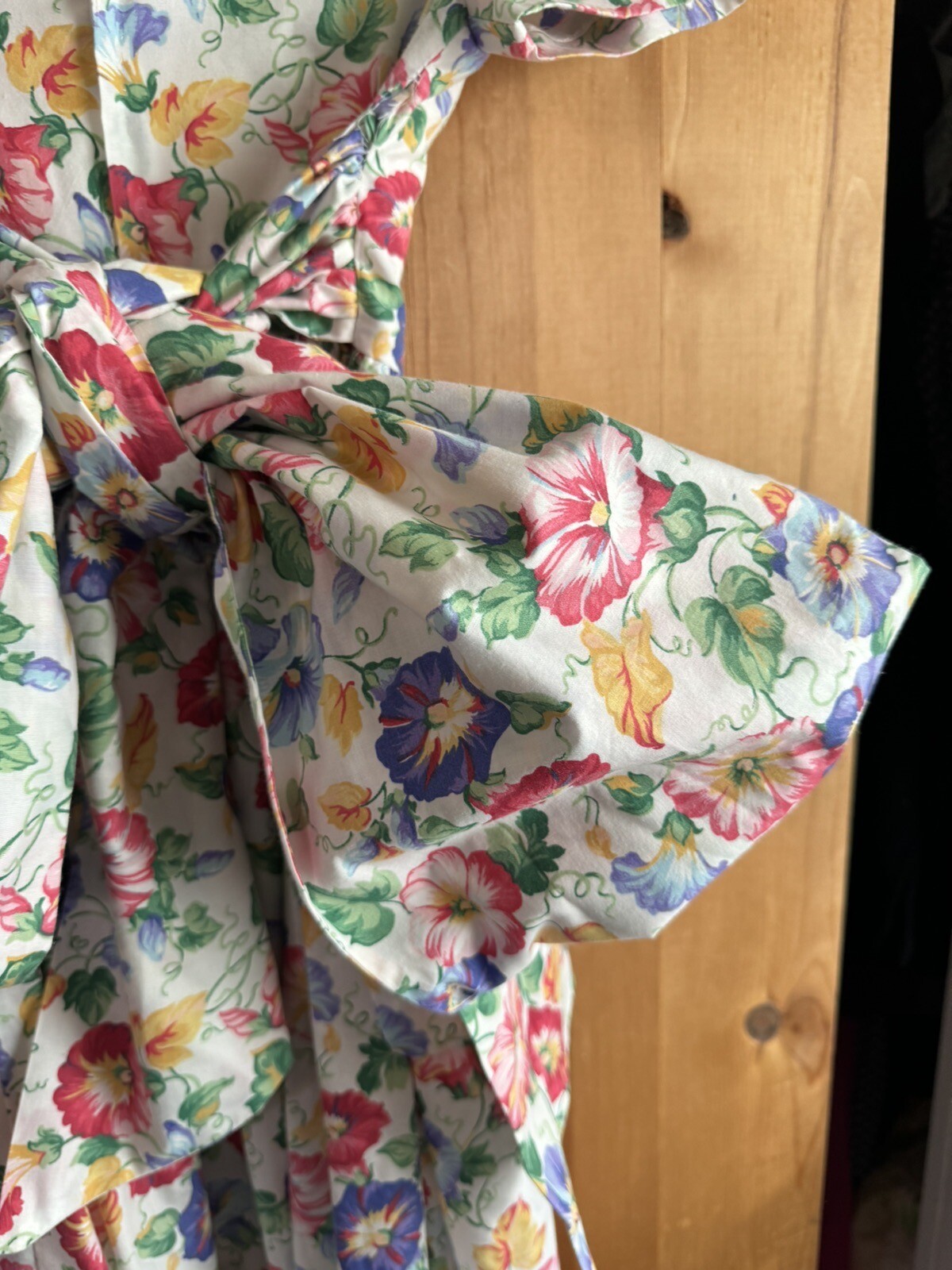 1990s VTG Morning Glory EASTER PRARIE Dress Girls Sz S 7-8? Huge Bow 28/23