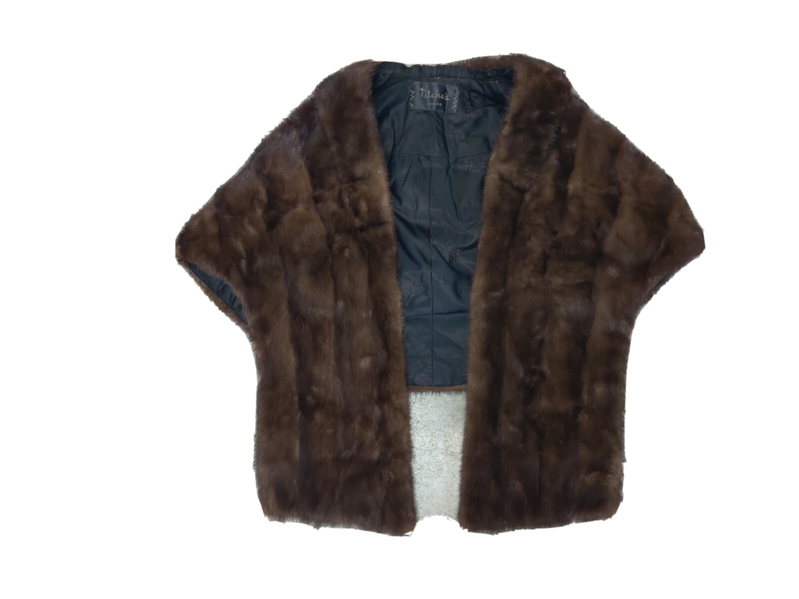 Vtg Genuine Fur Mink Stole Reddish Brown Wrap Coat Cape Shawl Titches Dallas