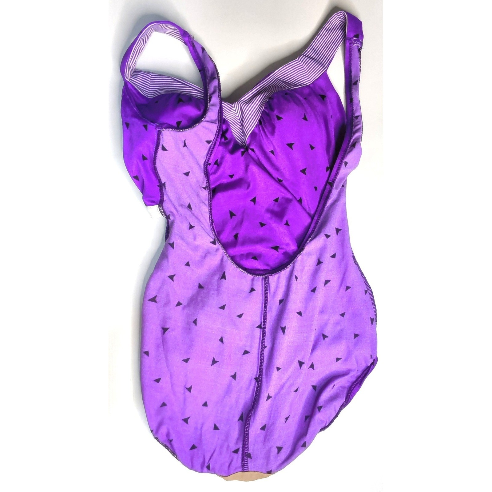 Maxine of Hollywood One Piece Swimsuit Women 12 Purple Geometric Triangle Retro