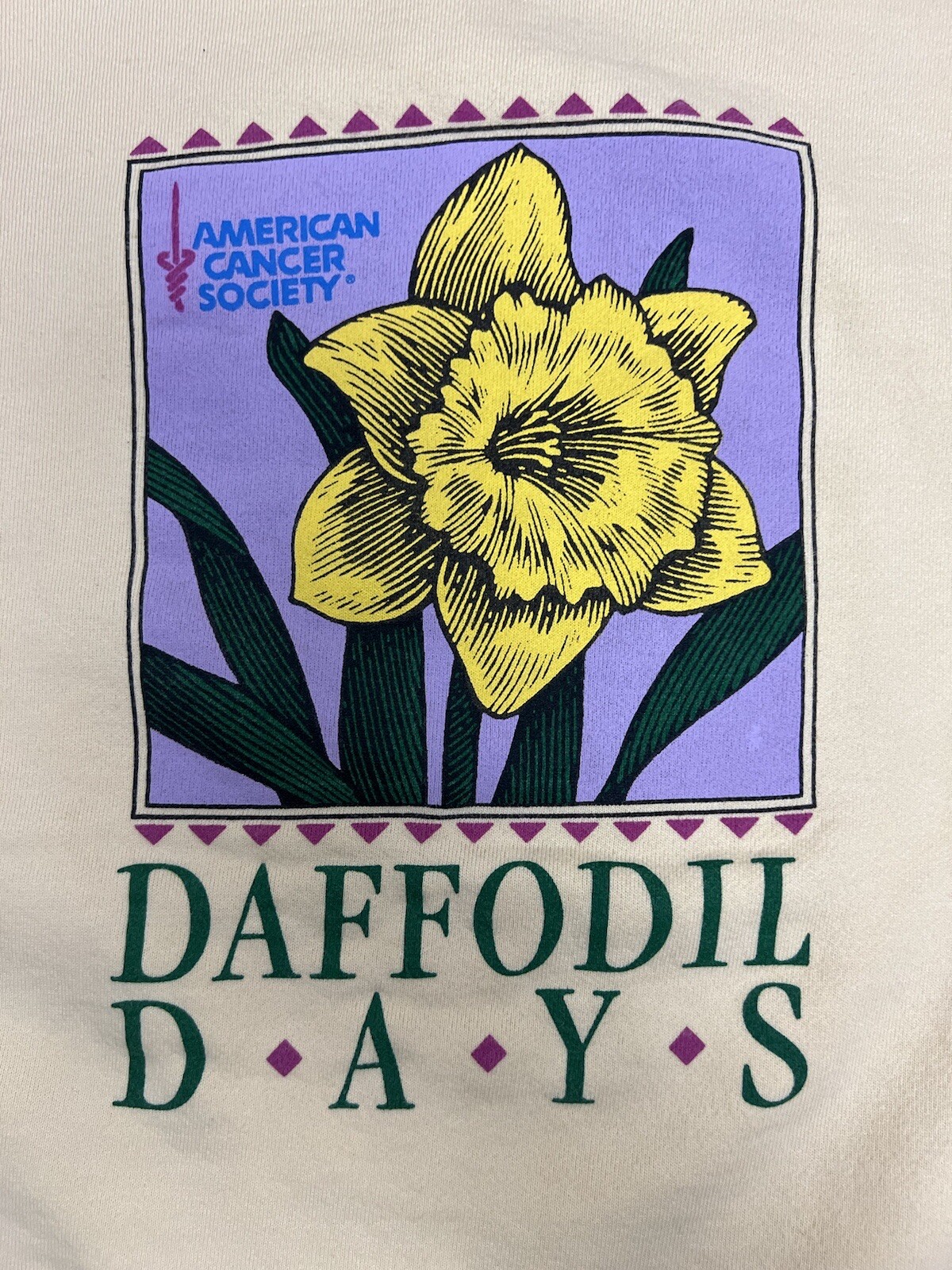 VTG Daffodil Days American Cancer Society Womens Heavyweight Crewneck Sweatshirt