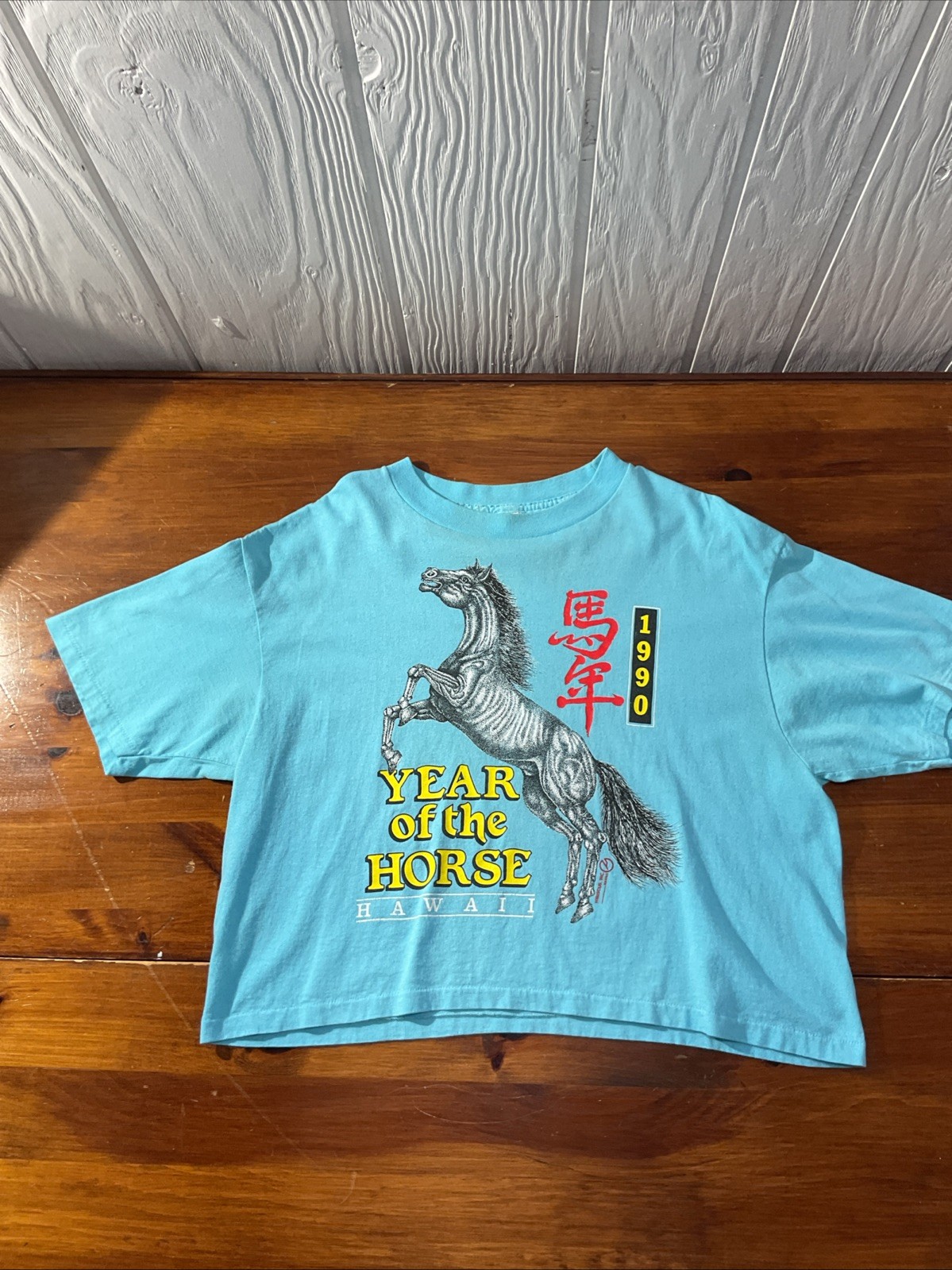 YEAR OF THE HORSE 1990 Hawaii Crop Top One Size Fits All Vintage T Shirt SS 🇺🇸