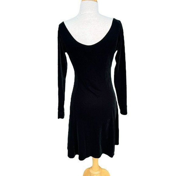VTG Bruno Duluc Kush Black Velvet Scoop Neck Skater Dress Whimsigoth Witchy XL