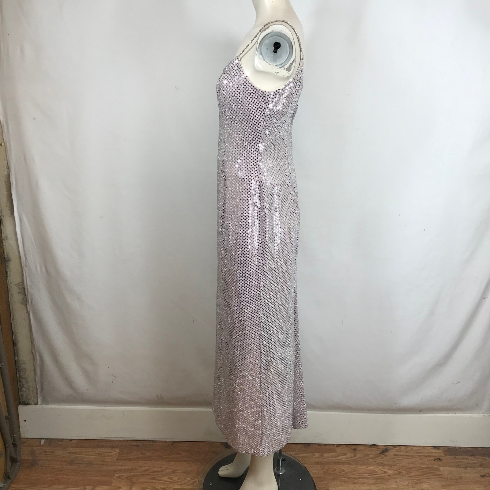 Scott McClintock VintageSequin Maxi Dress Rhinestone Straps Sz 6 Petite