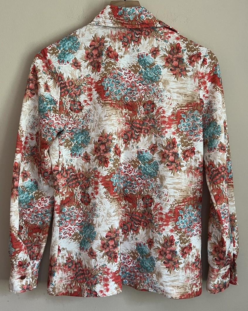 Vintage Blouse Jo Hardin Size Medium Top Shirt Dallas Colorful Disco 1960s