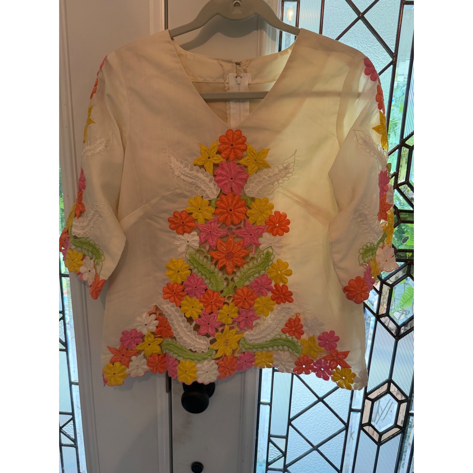 VINTAGE embroidered hand made blouse fit todays size 4-6