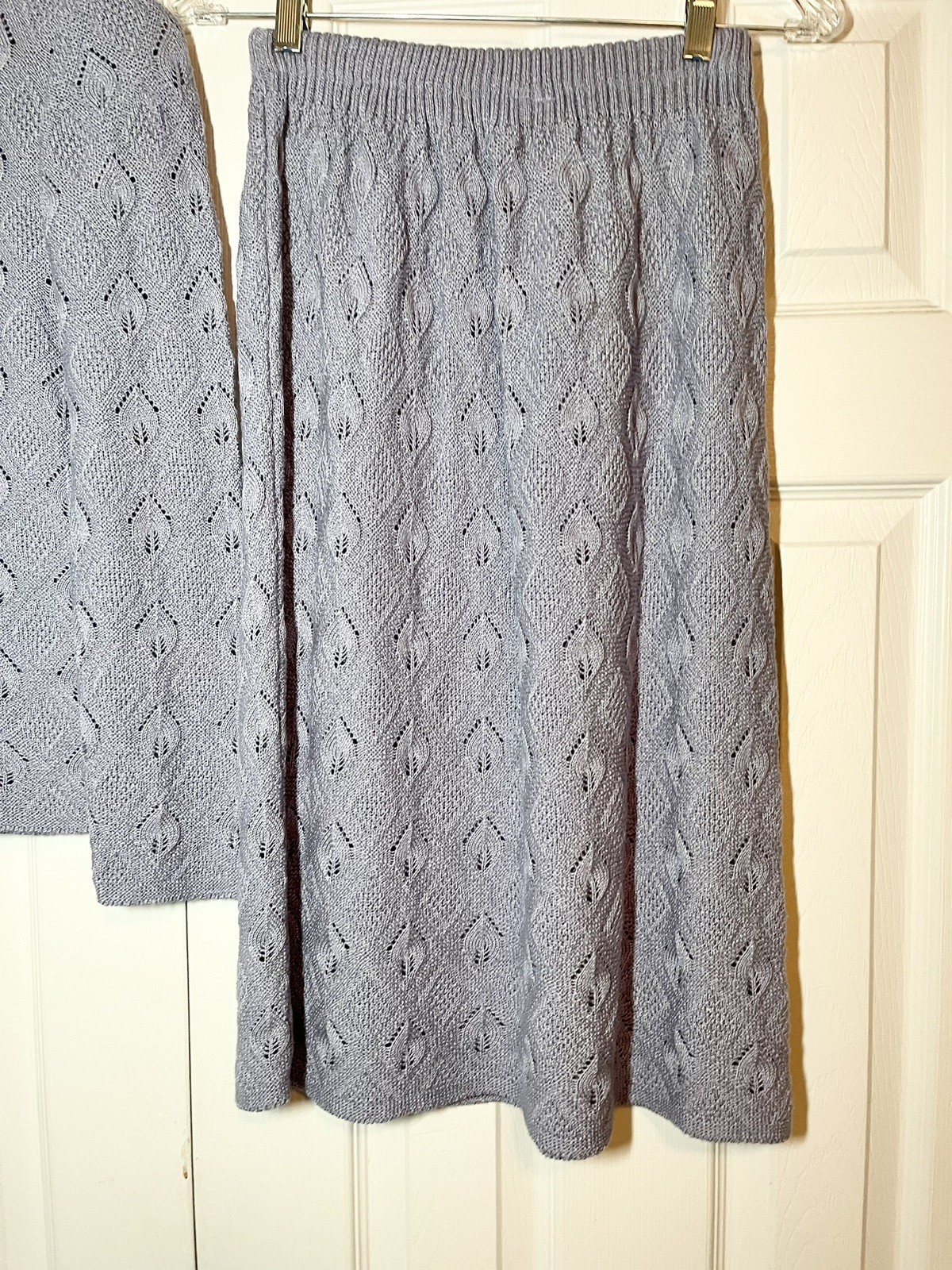 Vintage Evanna New York Knit Suit sweater skirt set Purple Small 6 Dainty Old $