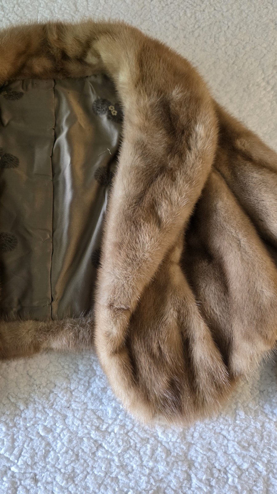 READ Vintage 1950s Genuine Blonde Pastel Mink Fur Capelet Bolero Shawl Collar
