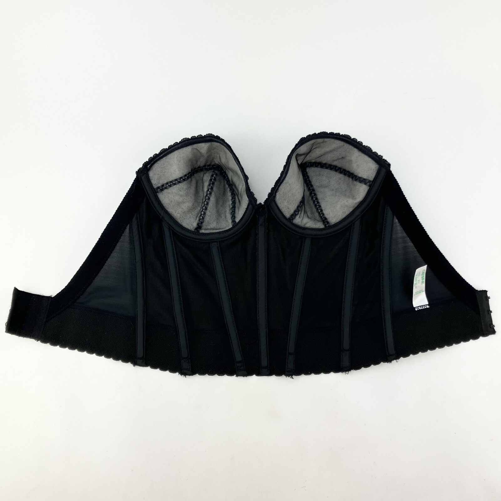 1980S USA Carnival Union Label Tag Black Bustier Corset Top 32C Rib Stays