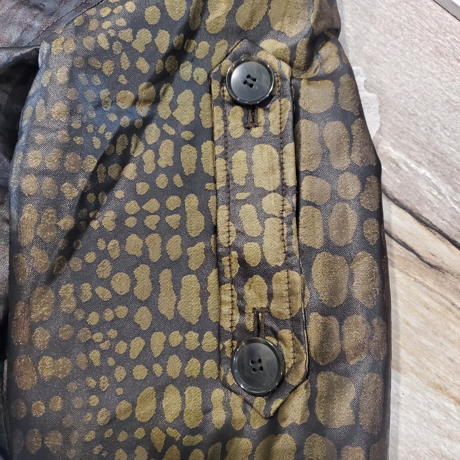 Carlisle Olive Green Brown Reptile Print Jacket Shiny Sz L VTG 90s
