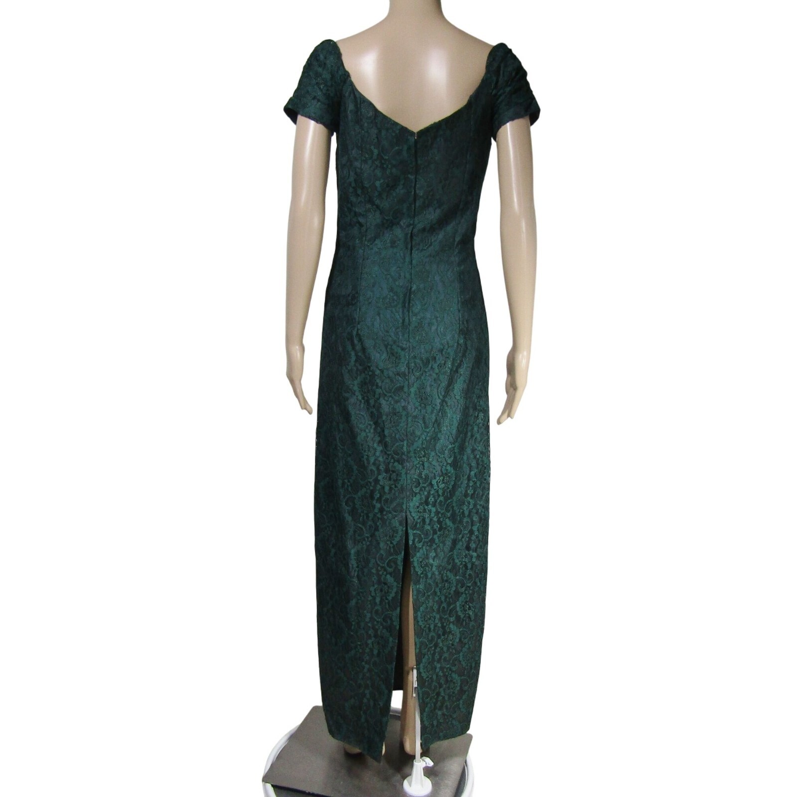 VTG 80s Forest Green S LACE Milkmaid WHIMSIGOTH Romantic Fairy Maxi Prom dress