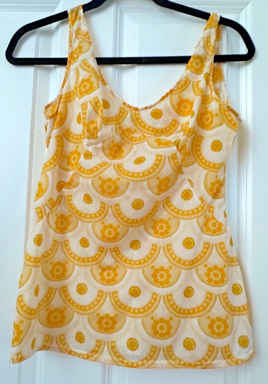 Vintage 1970s Women’s Short Nylon Camisole Tank Top Yellow No Tag Size S?