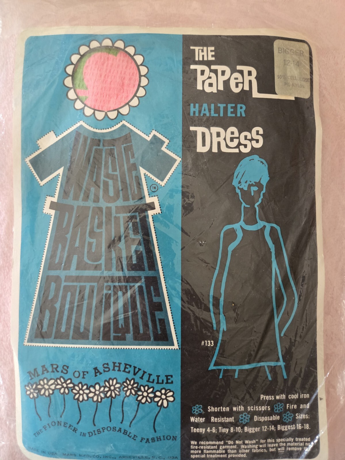 Vintage 1960’s Paper Halter Dress Waste Basket Boutique By Mars Of Asheville NC