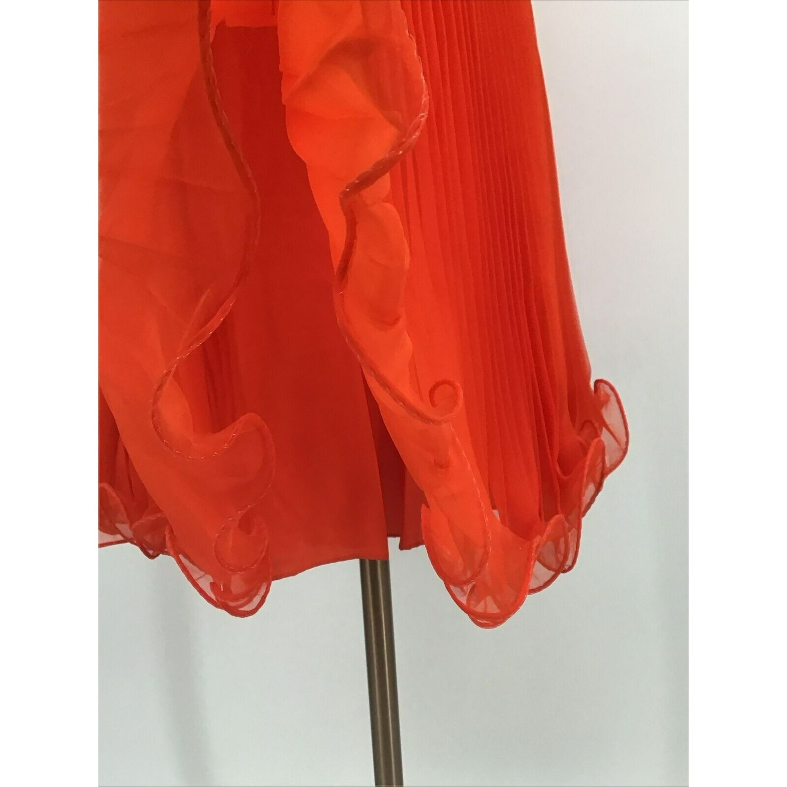 VTG 60s Jack Bryan California Silk Chiffon Orange Cocktail Dress #1004