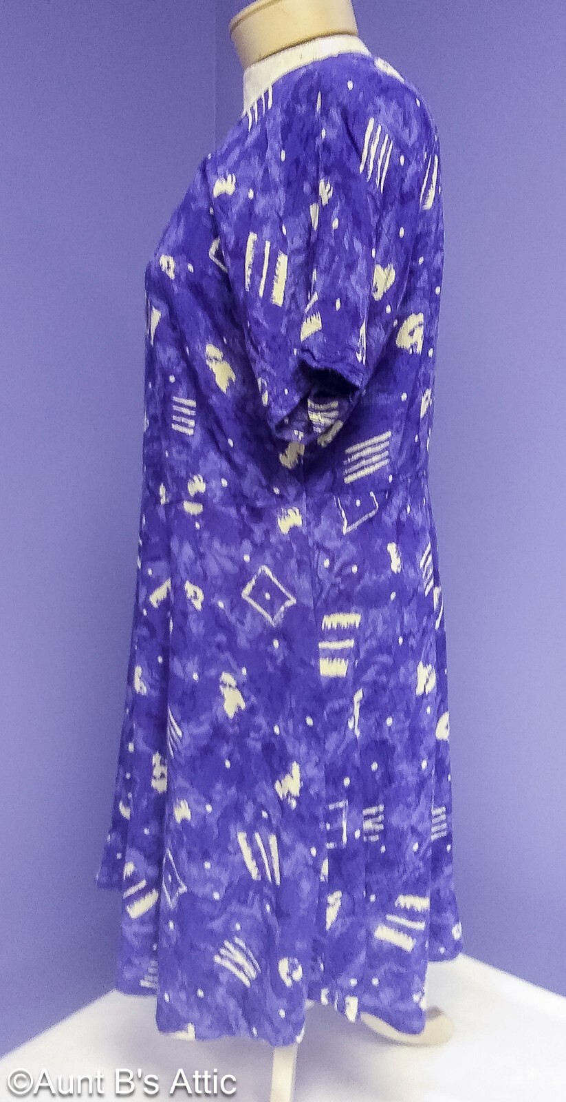 Vtg 90’s Rabbit Rabbit Rabbit Designs Purple/White Abstract Print Dress XL