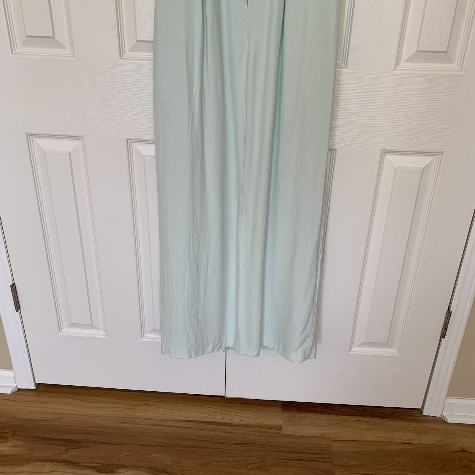 Vintage Dress ILGWU Medium Mint Green Full Length Sleeveless Gown With Slit