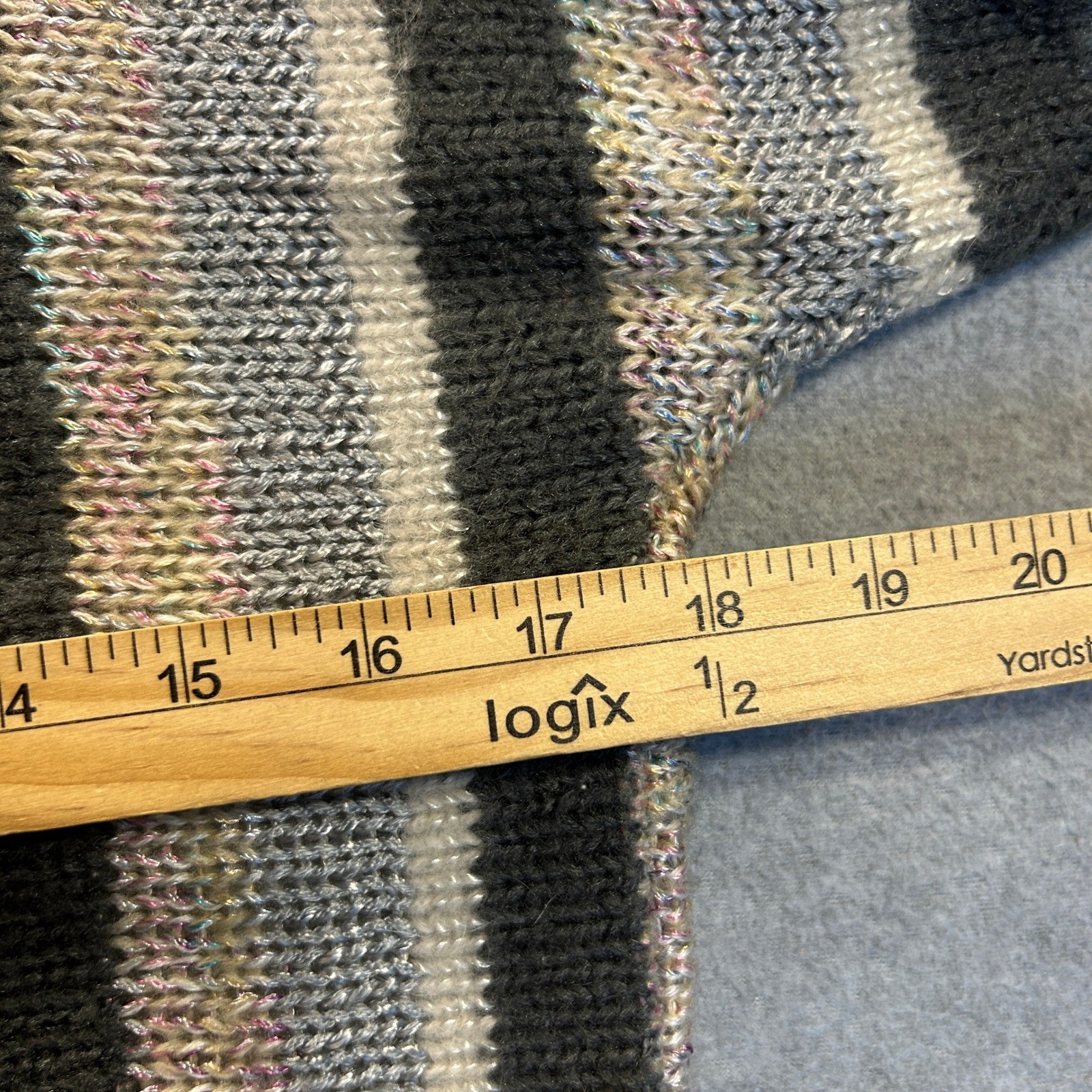 Vintage Chenne V Neck Sweater Petite Womens S Abstract Angora Lambswool Blend