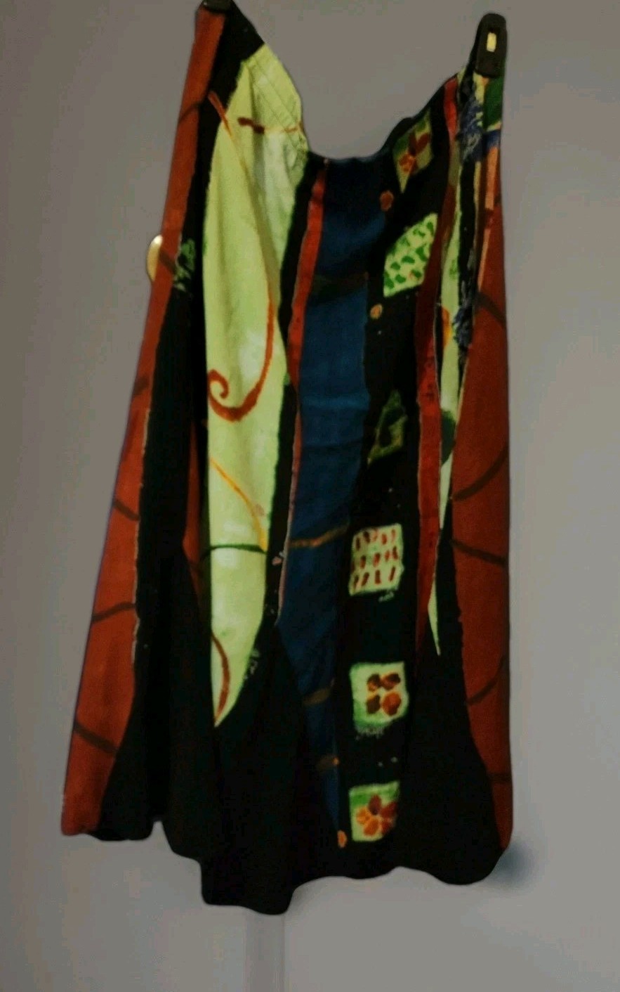 Vintage Art To Wear Carole Little 1X Lagenlook Midi Skirt Abstract W=34″ H= 52″