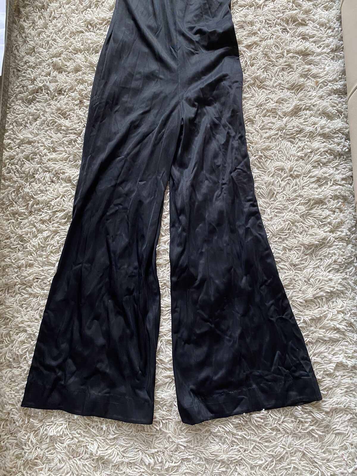 Vintage Arnel Jumpsuit Black Stretch Mock Neck Turtleneck 12 Miss Selfridge