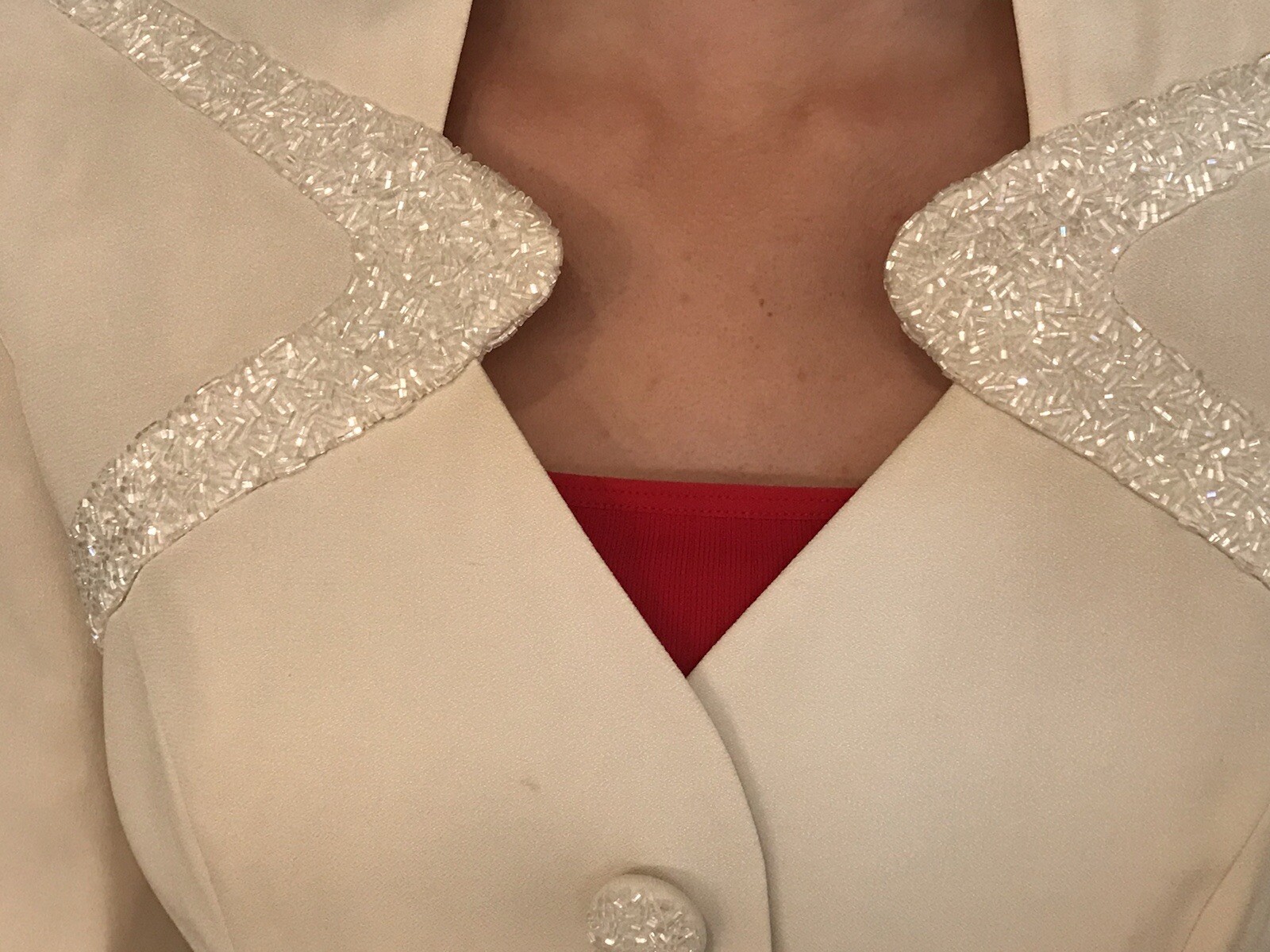 VINTAGE DESIGNER GLASS BEADED DAYMOR COUTURE EVENING 2 PIECE DRESS SUIT