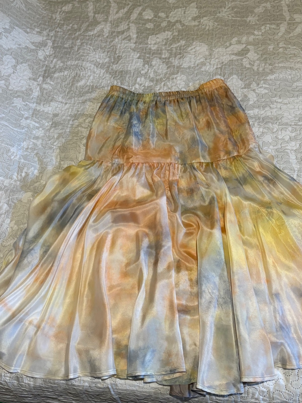 Vintage Maick Harold Paris Silk Blend Asymmetrical Tie-Dye Skirt