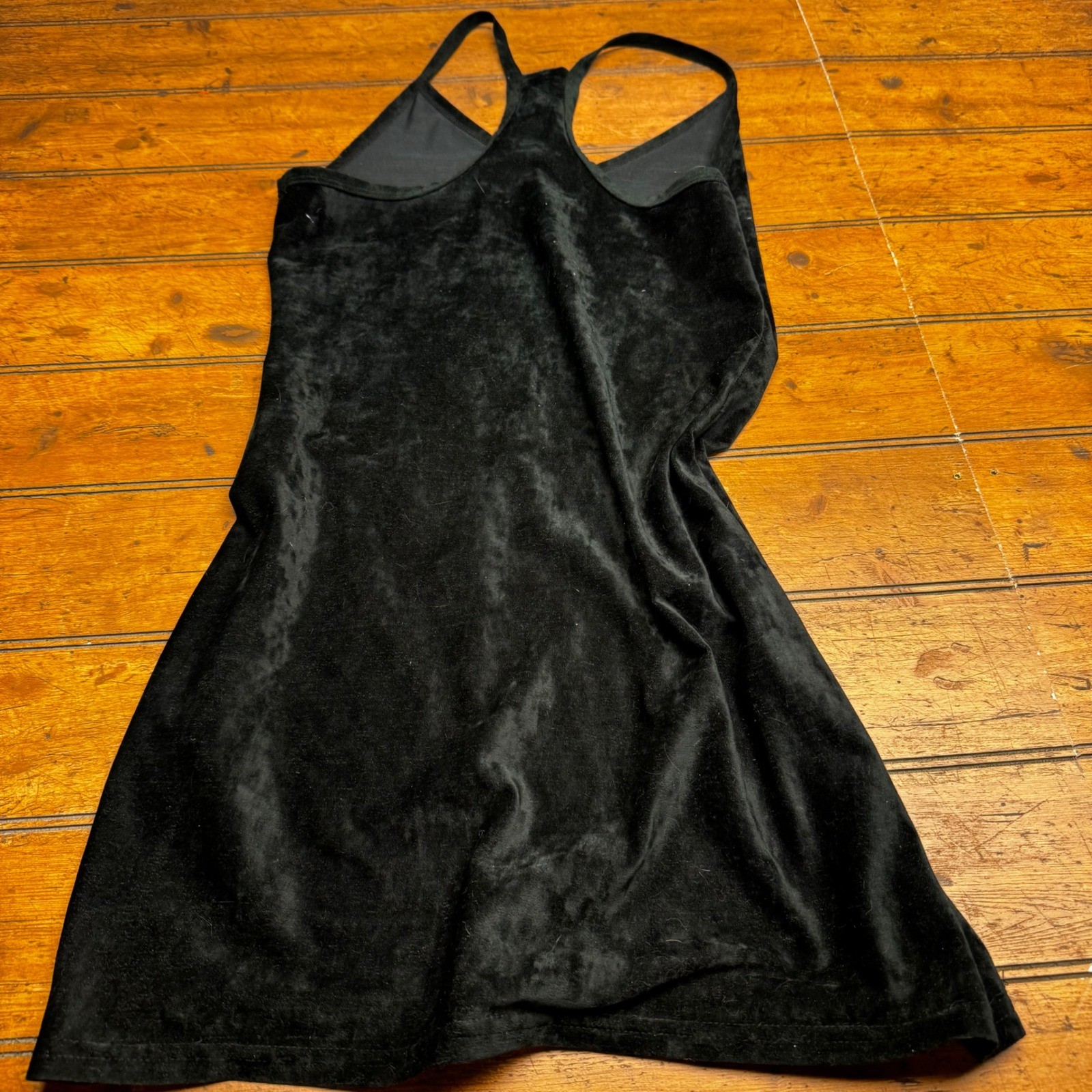 Vintage Hot Kiss Black Crushed Velvet Mini Dress Racerback Y2K 90s Medium