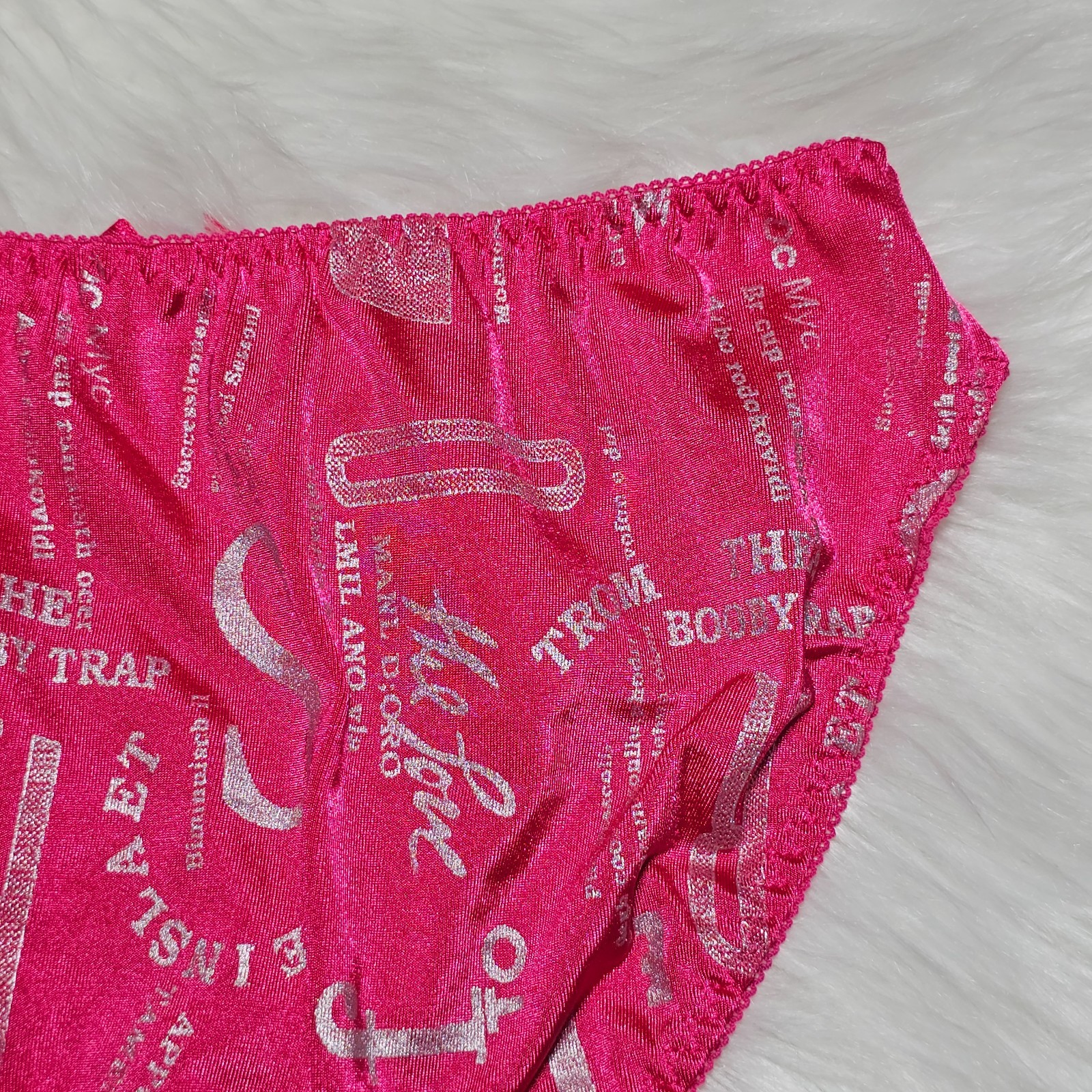 VTG Silky Panty Hot Pink Bikini Sissy Nylon Elastane Brief Size Small Hip 32-36″