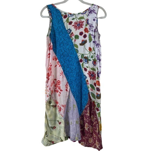 Sacred Threads Vintage Patchwork Rayon Dress Boho Cottagecore Small