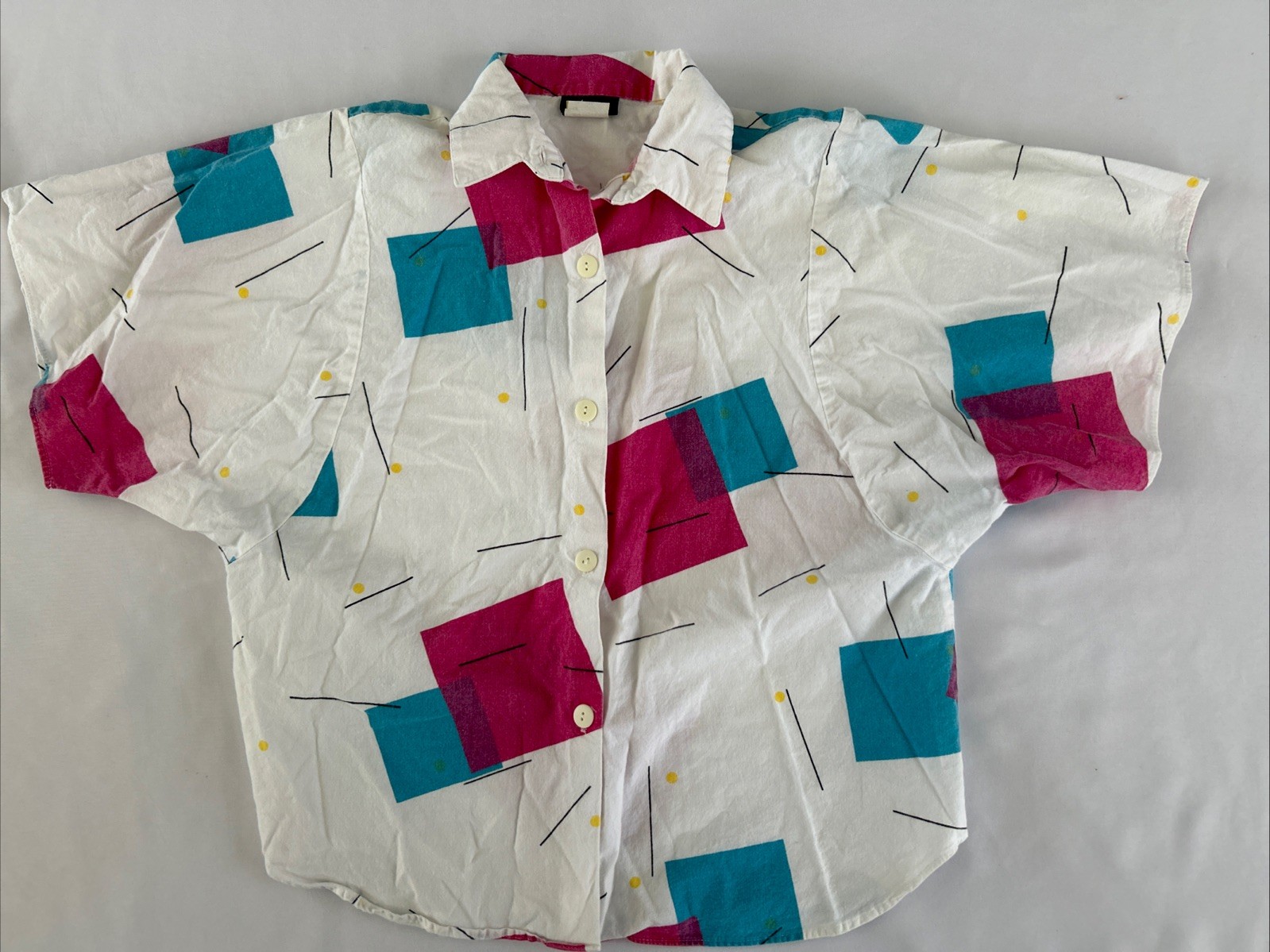 Vintage Adamia Sz Medium Women’s Abstract Geometric 80’s 90’s Button up Shirt