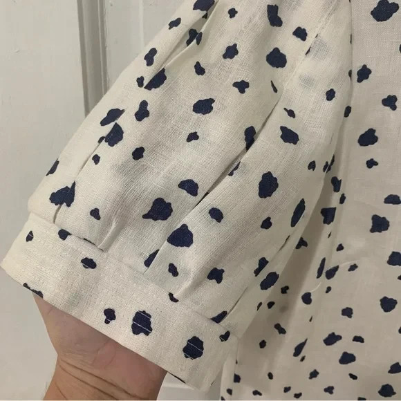 Vintage Harrison Simon Couture Linen Dot Dress Boutique Dead Stock USA Size 6