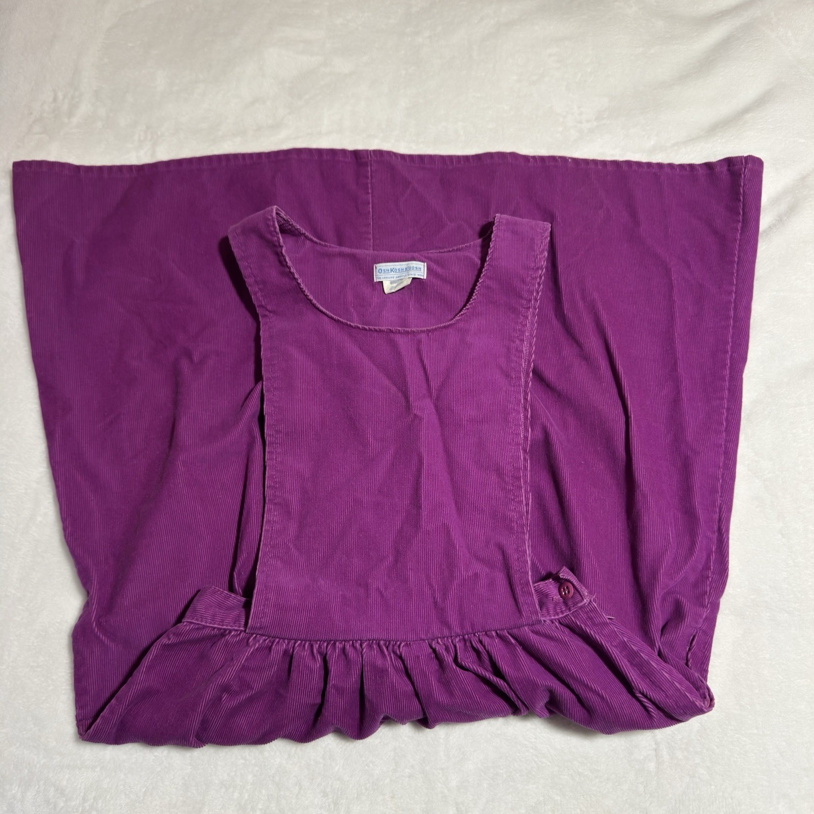 Vintage OshKosh Bgosh Purple Corduroy Pinafore Jumper Dress Midi 9 Cottagecore