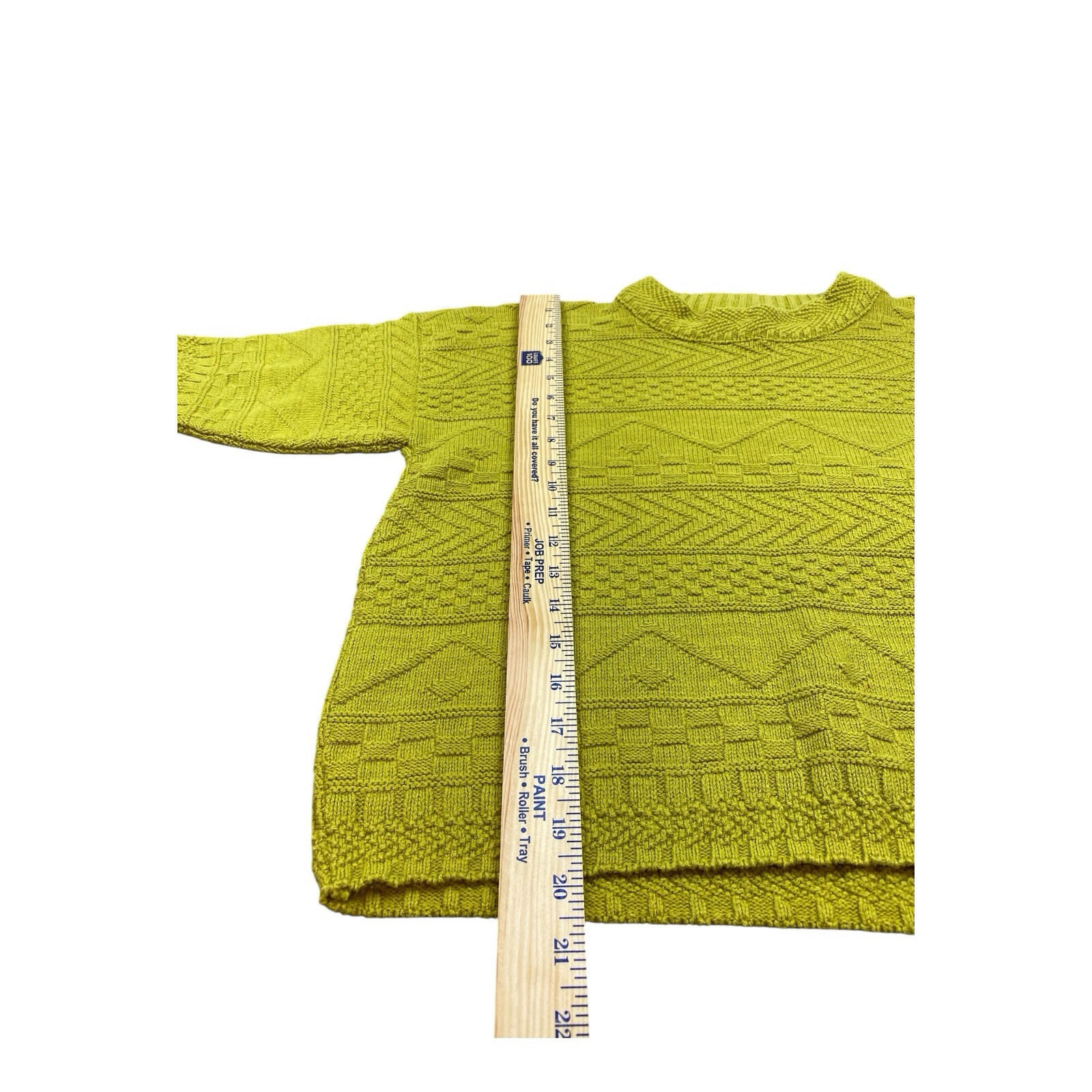 VTG 90s Spunky Sweater Womens Size MED Green Short Sleeve Knitted 100% Cotton
