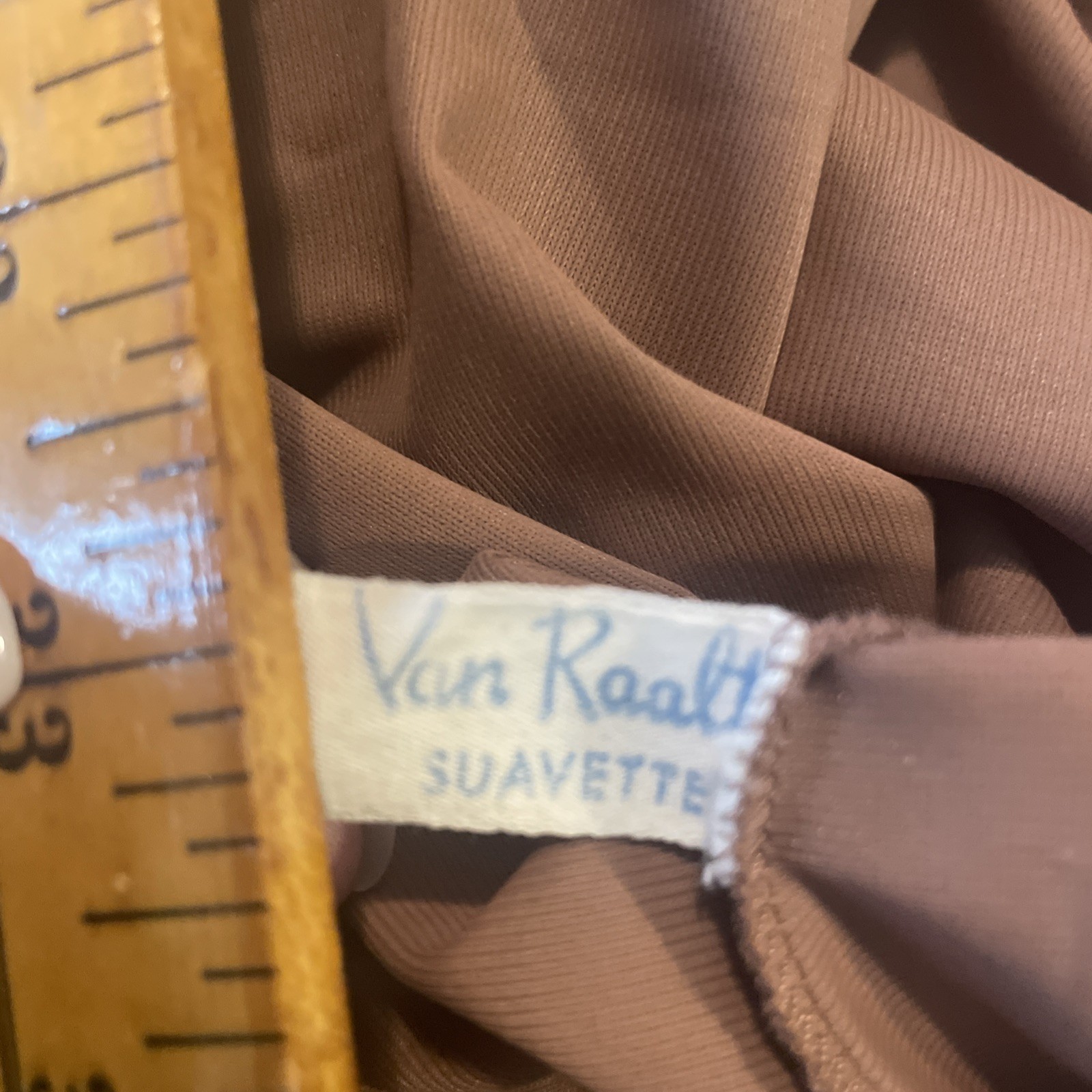 Vintage Van Raalte Suavette Full Slip Mocha Mushroom Brown Lace Size 40, 07206A