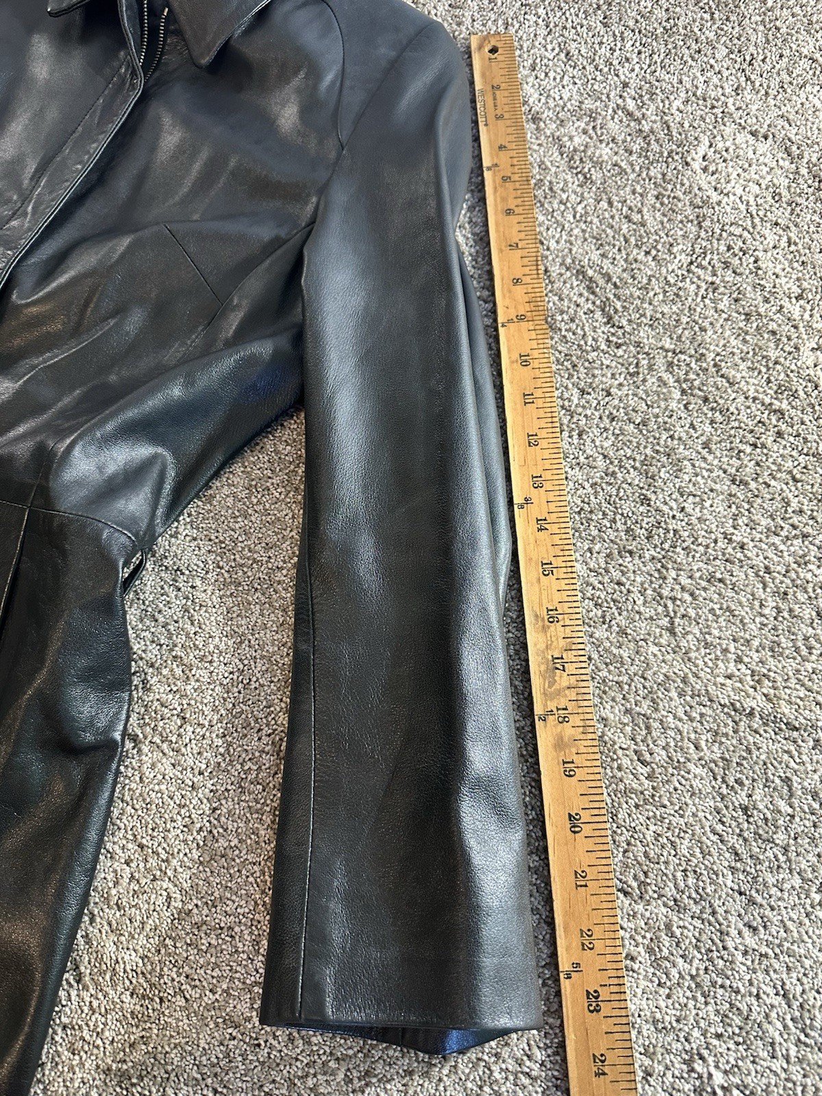 GAB Vintage Italian Black Leather Belted Jacket -Very Soft – 42 Firenze Italia