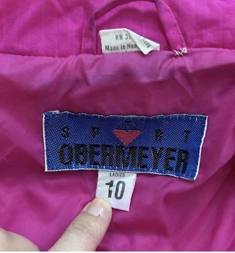 Awesome! VINTAGE Obermeyer Ski Jacket Pink Colorblock 80s Retro Size 10 L/XL