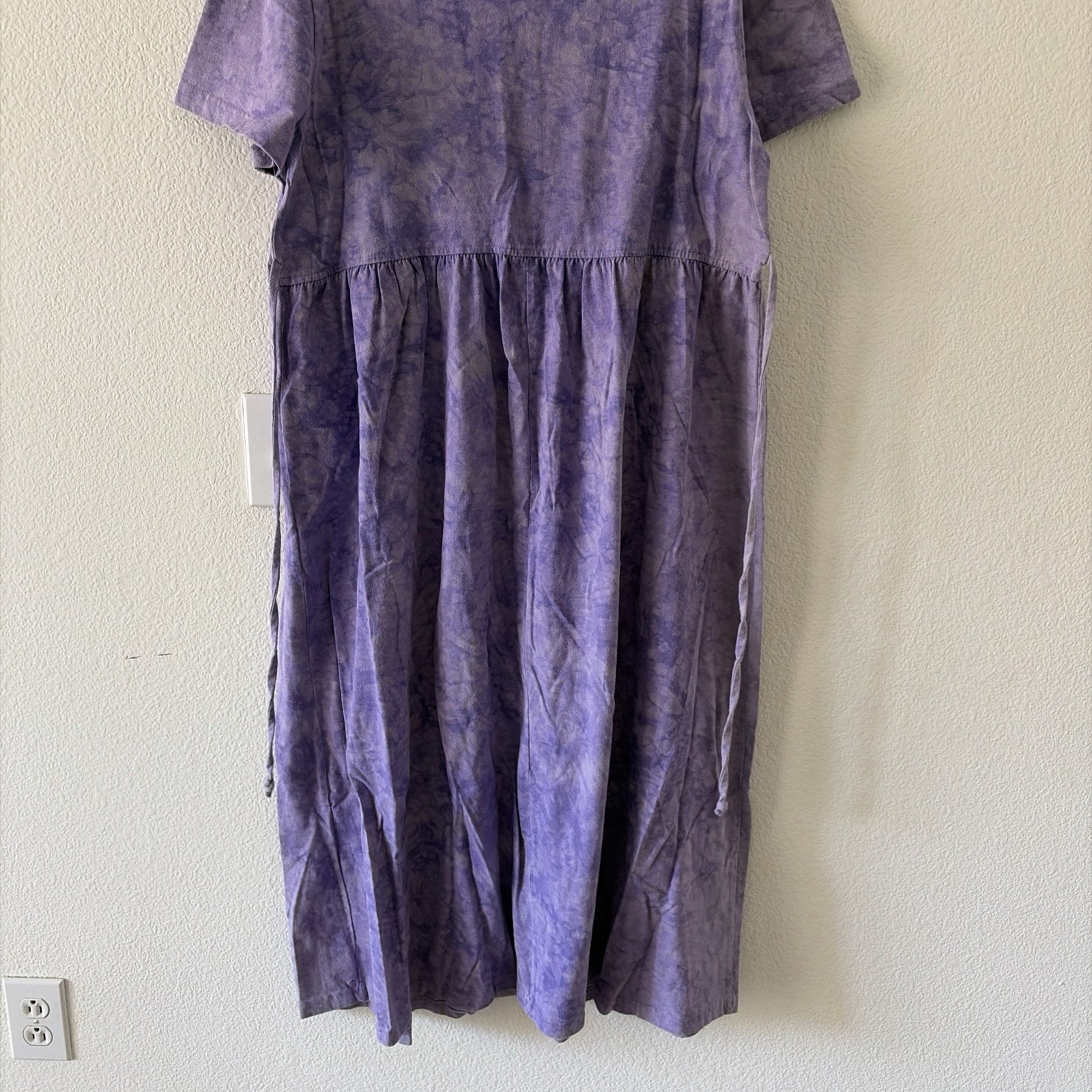 Vintage Cactus Bay by Lynée Tie-Dye Purple Flower Long Maxi T-Shirt Dress Size M