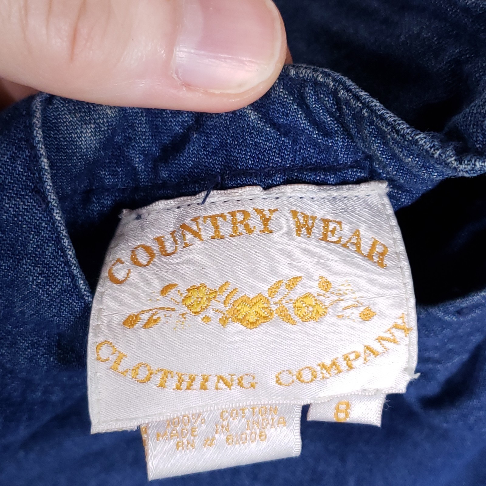 Vintage Country Wear Denim Maxi Dress Size 8 Long Sleeve Prairie Cottagecore