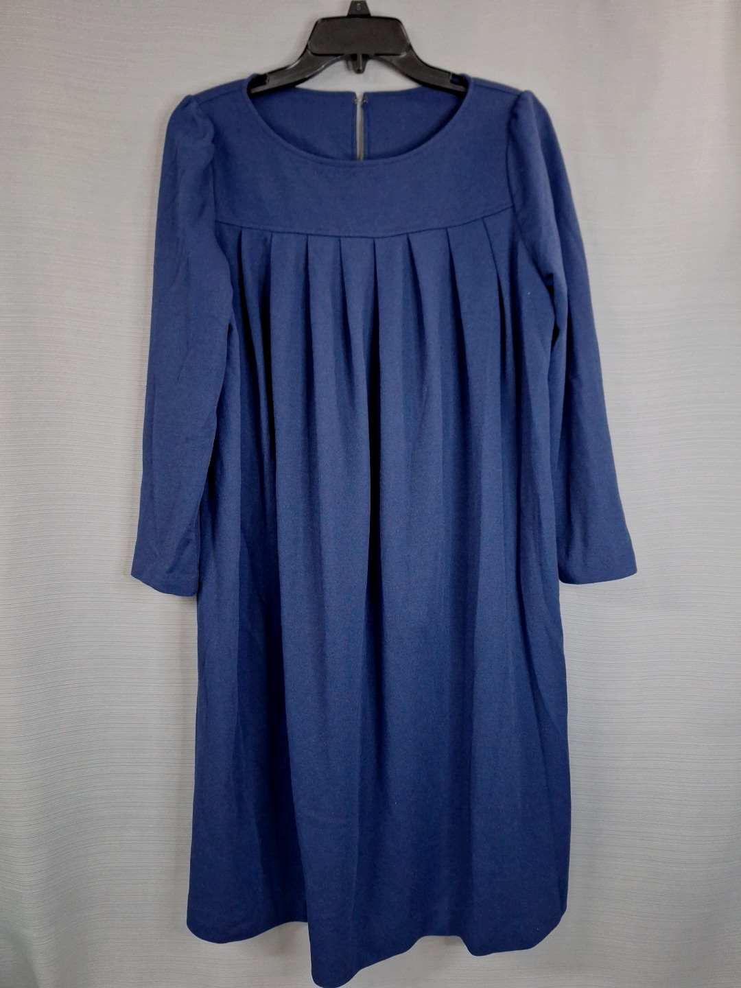 1970 John Wynkoop Just Young Nvy Blue Pleated Long Sleeve Tent Dress Sz 18.5