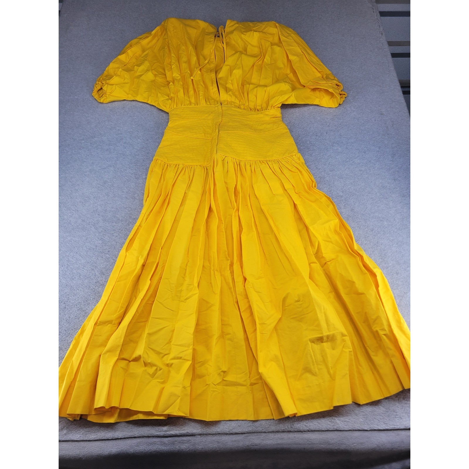 Barboglio Cristina-Jan Vintage Yellow Cotton Dolman Sleeve Midi Dress Size 12