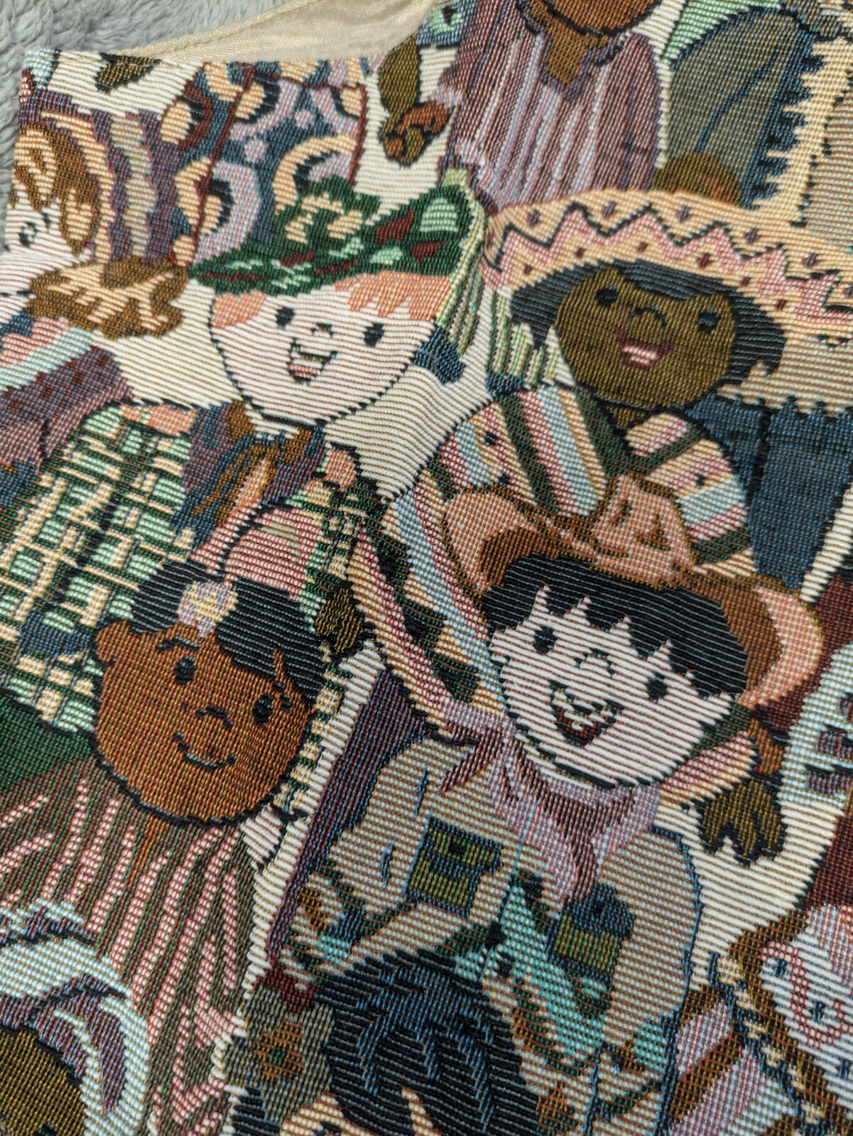 Vintage Nadia Embroidered CHILDREN Tapestry Womens SMALL Grandmacore Vest NEW v2