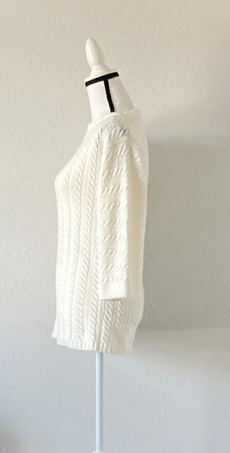 1960s Cable Knit Pullover Sweater, Vintage Ivory Tunic Length Sweaterv,Mod Style